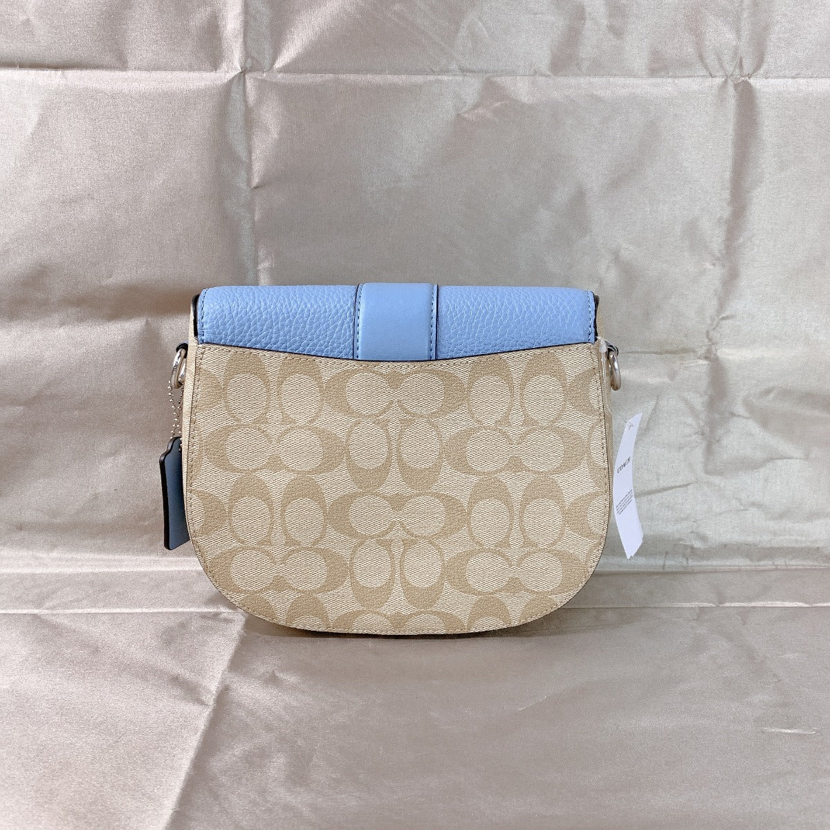 Coach C2806 Georgie Saddle Bag In Signature Canvas In Light Khaki/Marble Blue Coach C2806 Georgie Saddle Bag In Signature Canvas In Light Khaki/Marble Blue